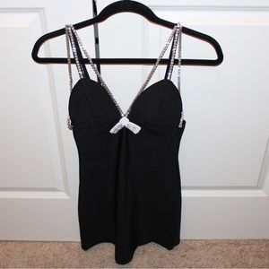 Black rhinestone mini dress